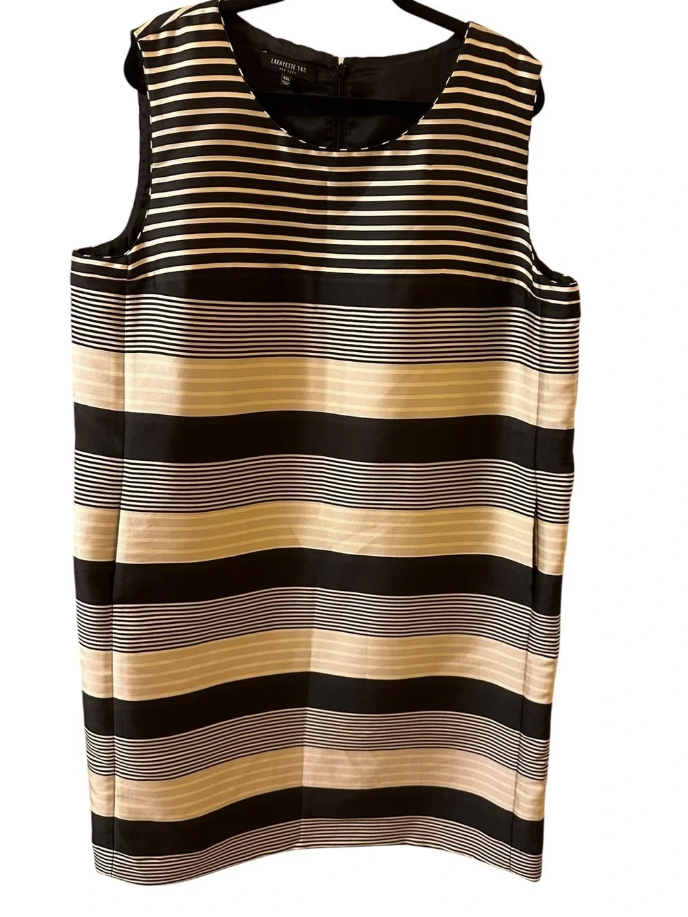 Lafayette 148 New York Black and gray Striped Sleeveless Shift Dress size XXL